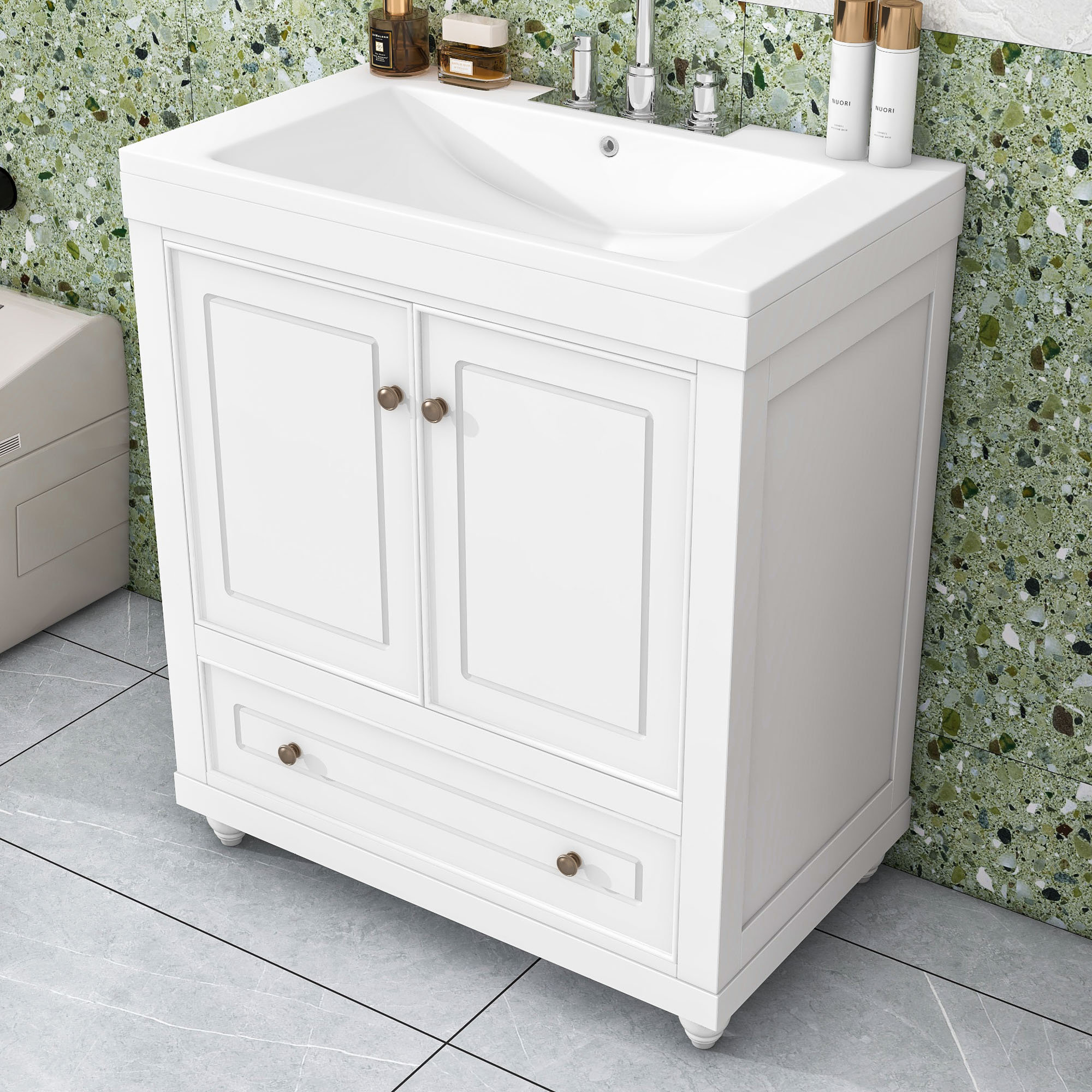 Winston Porter 30-Inch Bathroom Vanity Combo with Ceramic Sink and ...