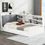 Lit plateforme simple en bois blanc avec tête de lit avec rangement, 2 tiroirs, tablettes pratiques pour le rangement dans la chambre à coucher