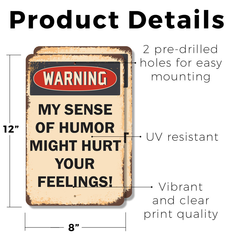 «My Sense of Humor Might Hurt Your Feelings» (ensemble de 2) 8 po x 12 po