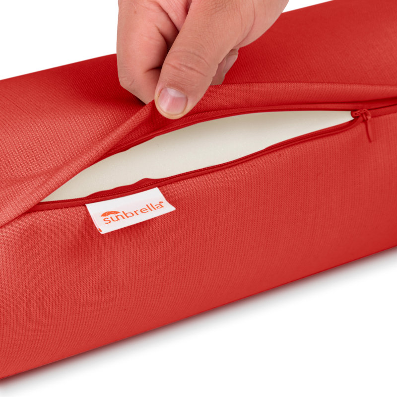 Austin Horn Classics Sunbrella Zippered Neck Roll Bolster, Red