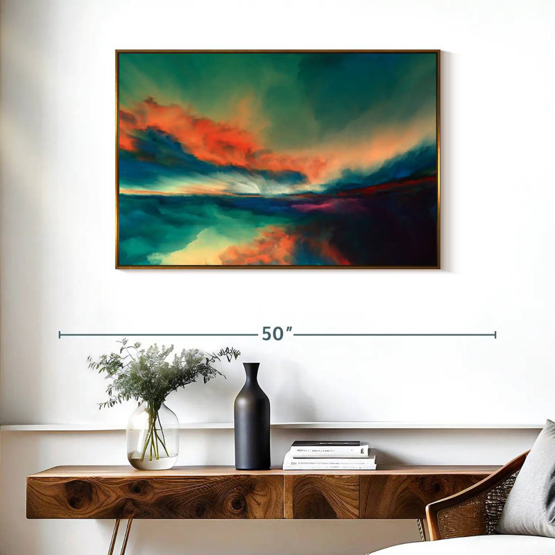 Coucher de soleil, Cadre flottant doré, 37 po x 25 po