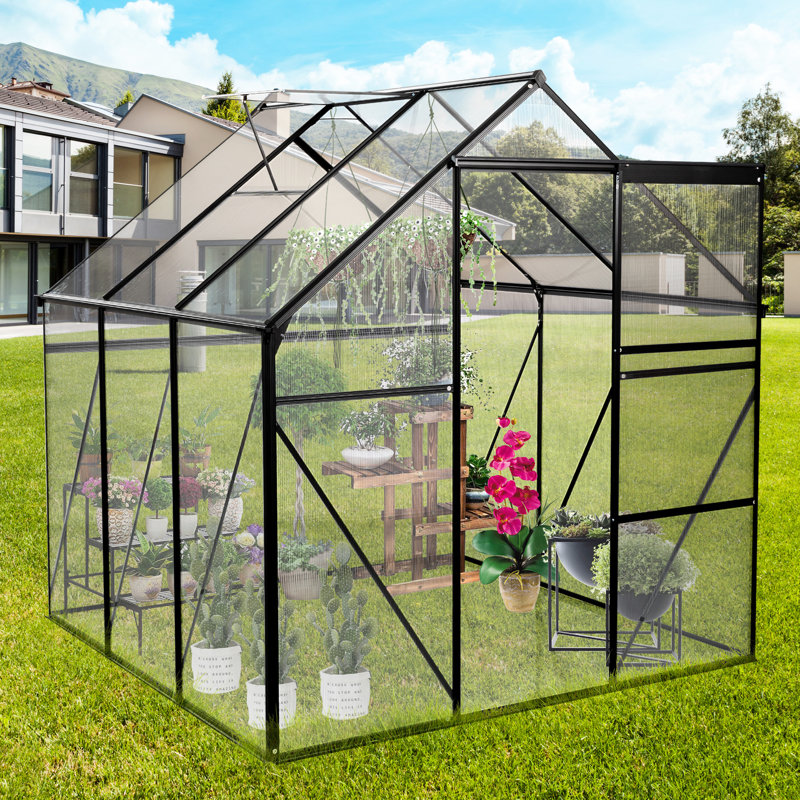 Serre extérieure - Polycarbonate avec base galvanisée et toit réglable pour améliorer la qualité de l'air