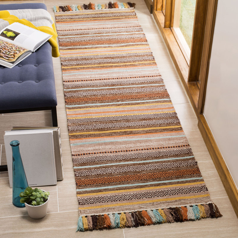 Montauk Hand Woven Cotton Striped Rug, Runner 2'3" x 8'