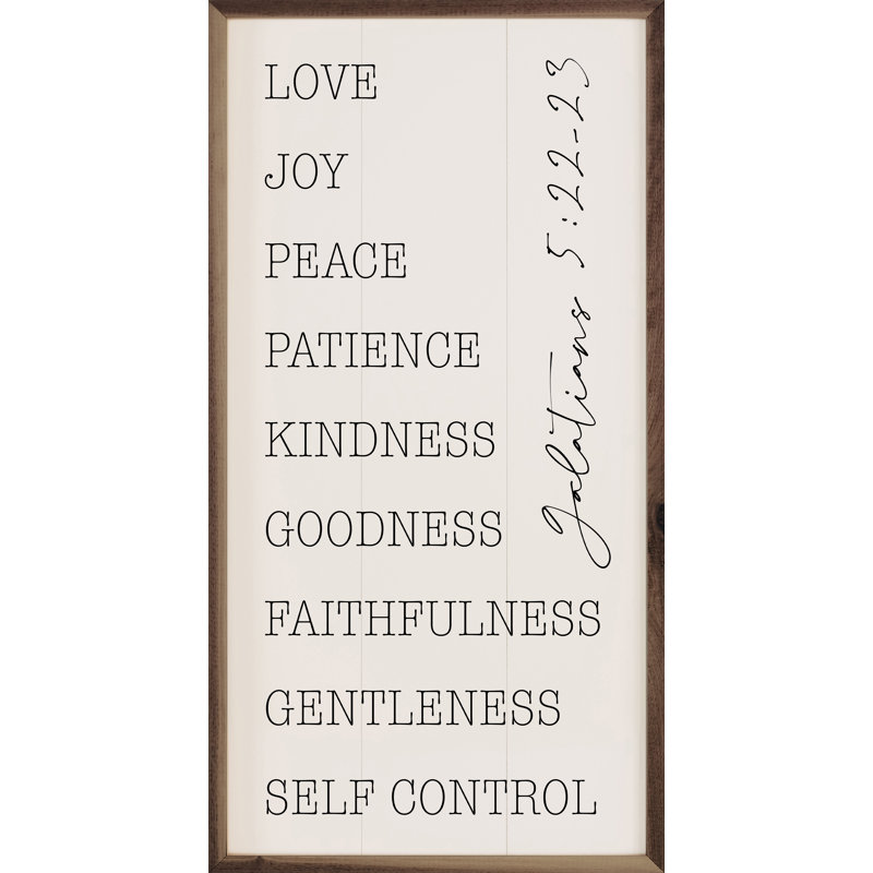 Love Joy Peace Galatians 5 22 23 - blanc, H 24 po x l 12 po