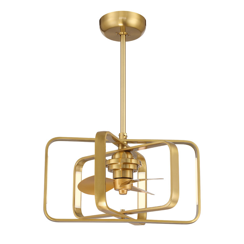 Barkeyville 24" LED Fandelier in Brass with Remote Control, Brass