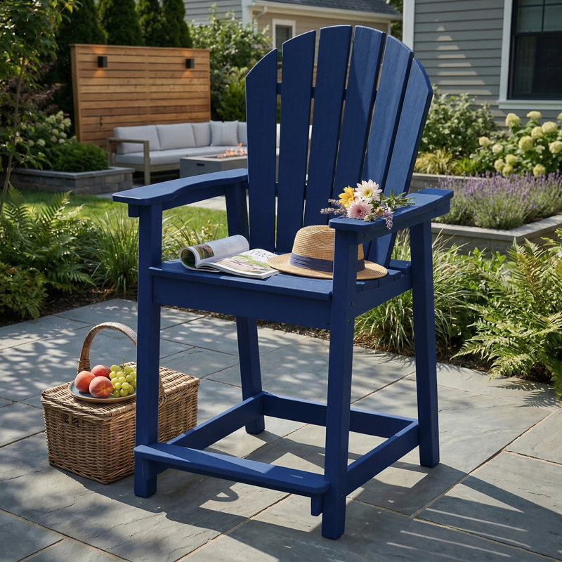Chaise de bar d'extérieur Hdpe Adirondack, Marine