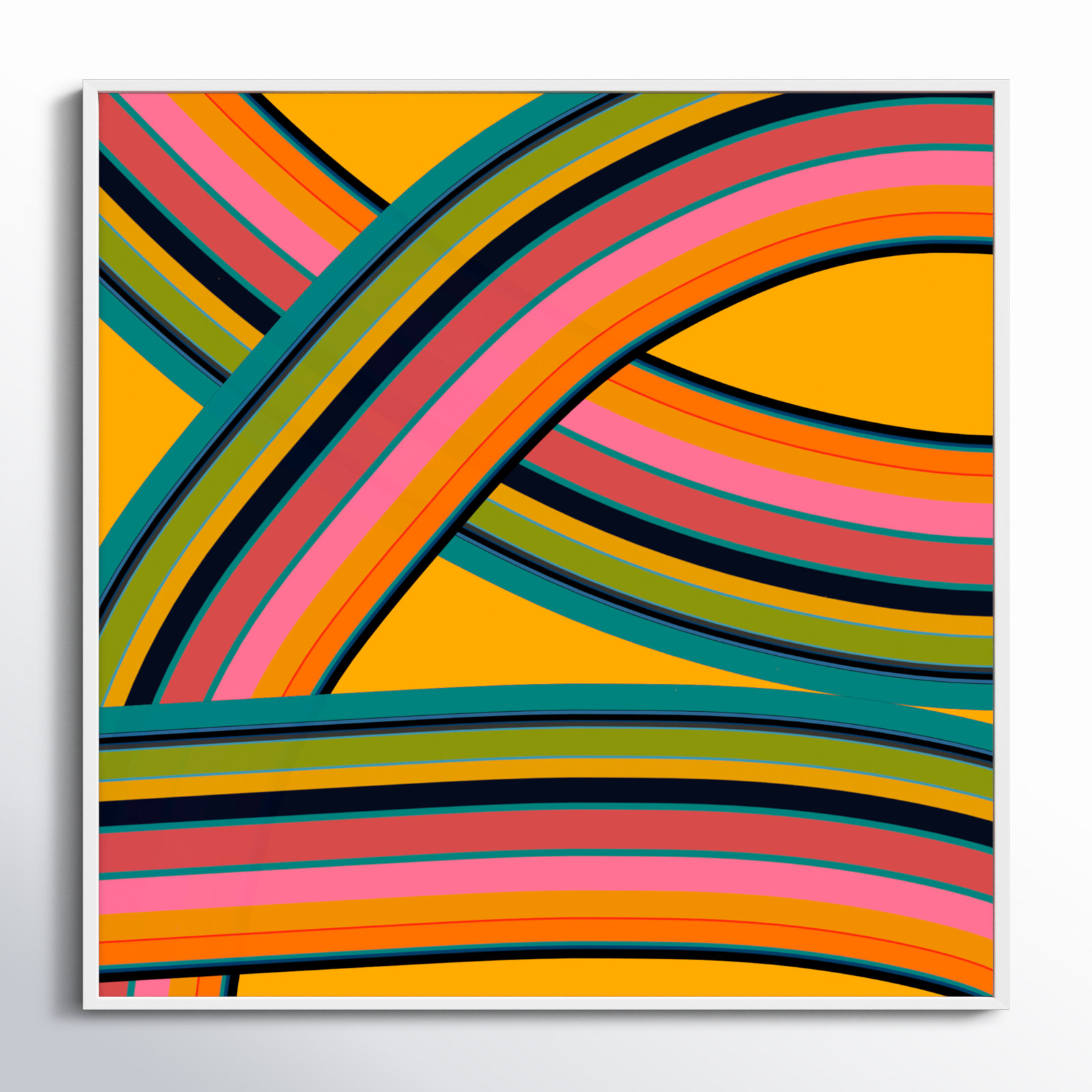 Twist Series I "Fiesta Twist" Print, White, 36" H x 36" W x 1.25" D