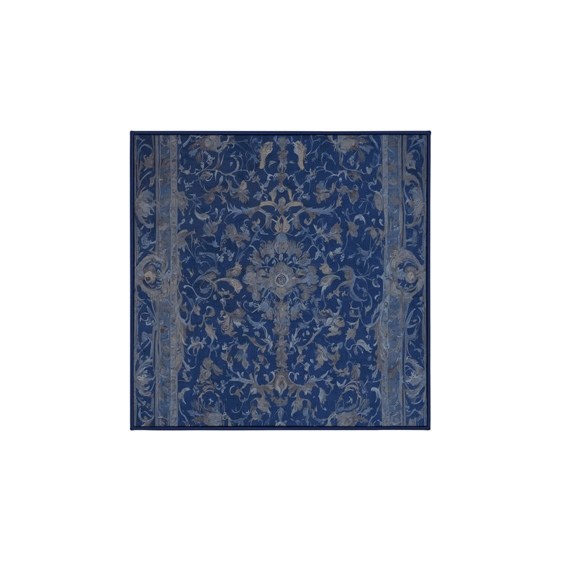 Machine Washable Blue Area Rug, Square 8'