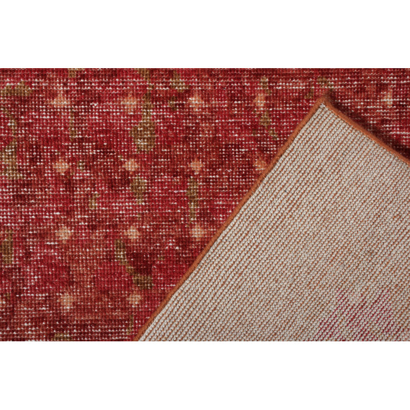 Distressed Homage Hand Knotted Wool Geometric Area Rug, Rectangle 6' x 9'
