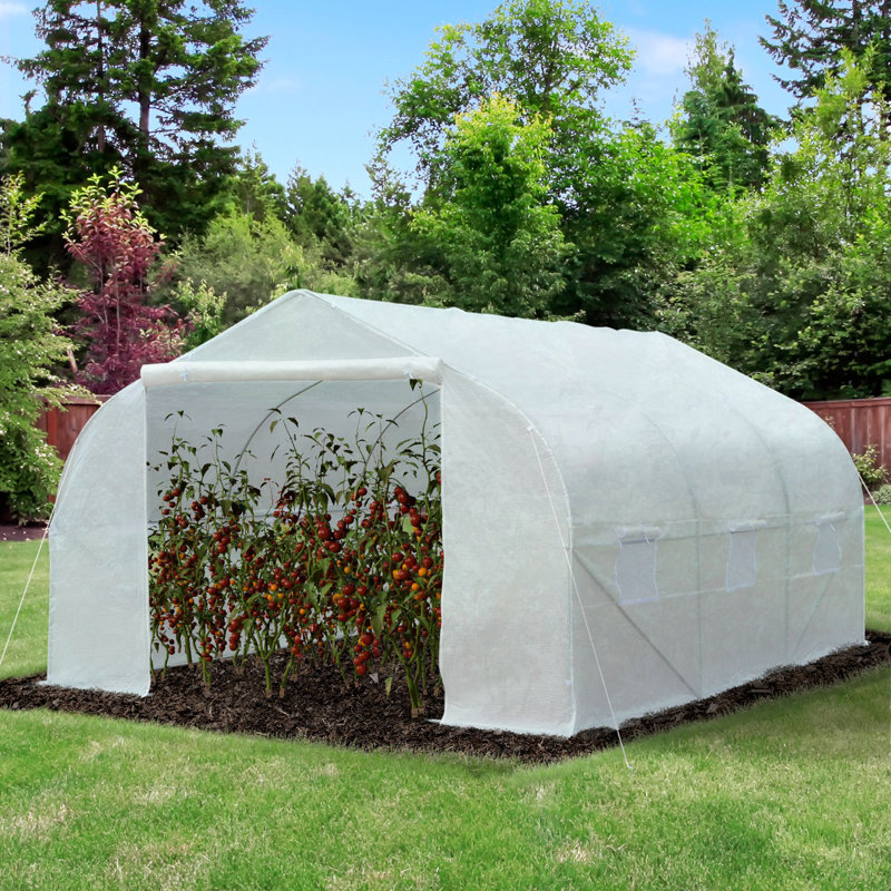 11.5' x 10' White Outdoor Walk-In Greenhouse with Steel Frame