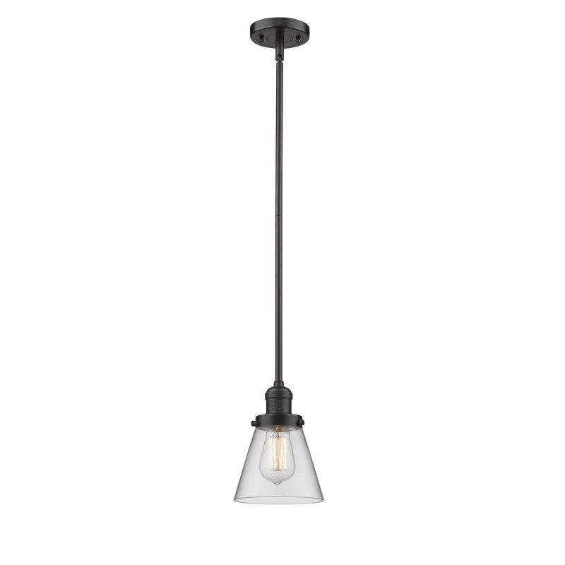 Milardo 1 - Light Single Pendant, Oil Rubbed Bronze, Clear, 8" H x 6" W x 6" D