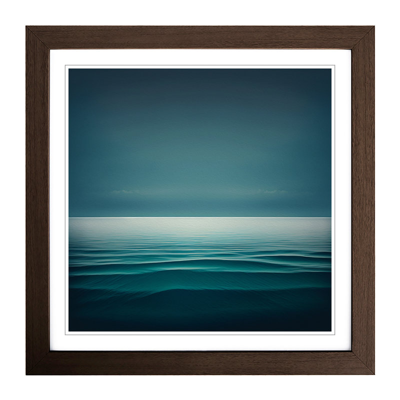 Ocean Minimalism No.1 - Single Picture Frame Print on Wood, Walnut