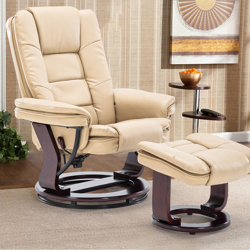 Shebeen Swivel Recliner with Ottoman, Beige Incorect