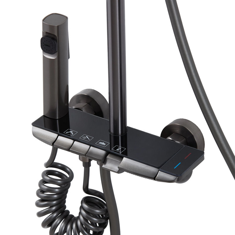 Wall-Mount Bathroom Piano-Key Panel Shower System Set