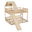 Lit superposé double au-dessus de grand lit double avec glissoire et échelle intégrée pour enfants, adolescents, maisonnette intérieure-2117467784