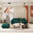 Minarik 2-Seat Chenille Fabric Upholstered Round Arm Sectional Loveseat With Ottoman-1692585885