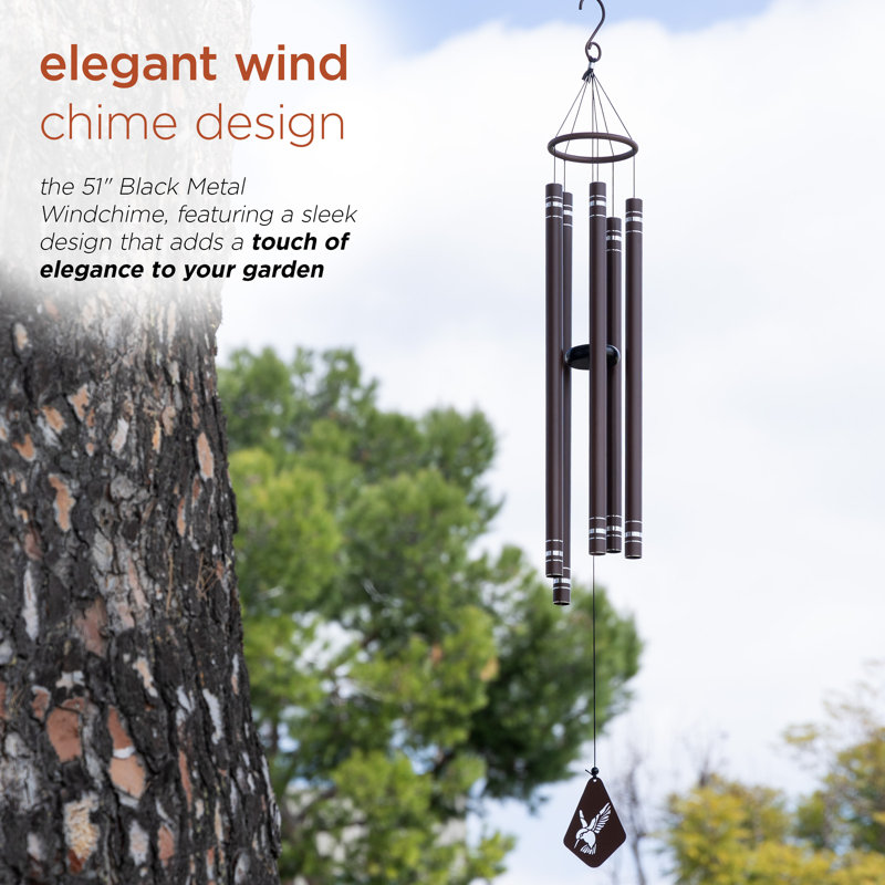 51" Brown Metal Windchime with Hummingbird Windcatcher