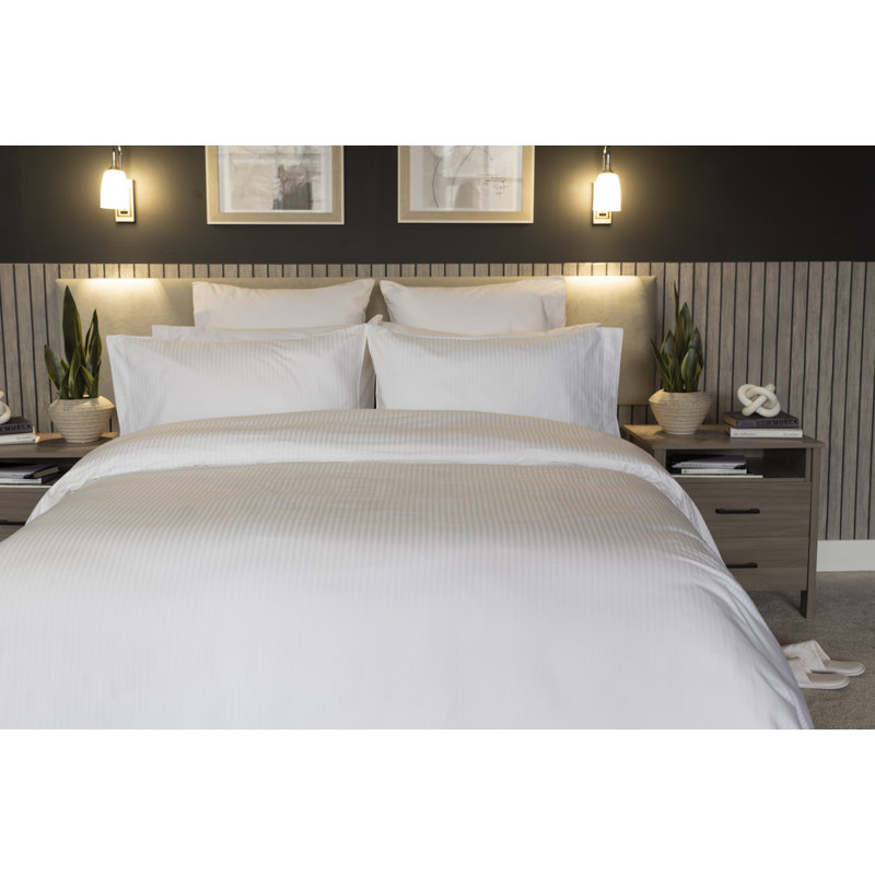 Soho Cotton Striped Duvet Cover Set with Pillowcases, Superking Duvet Cover Set + 2 Standard Pillowcases, White
