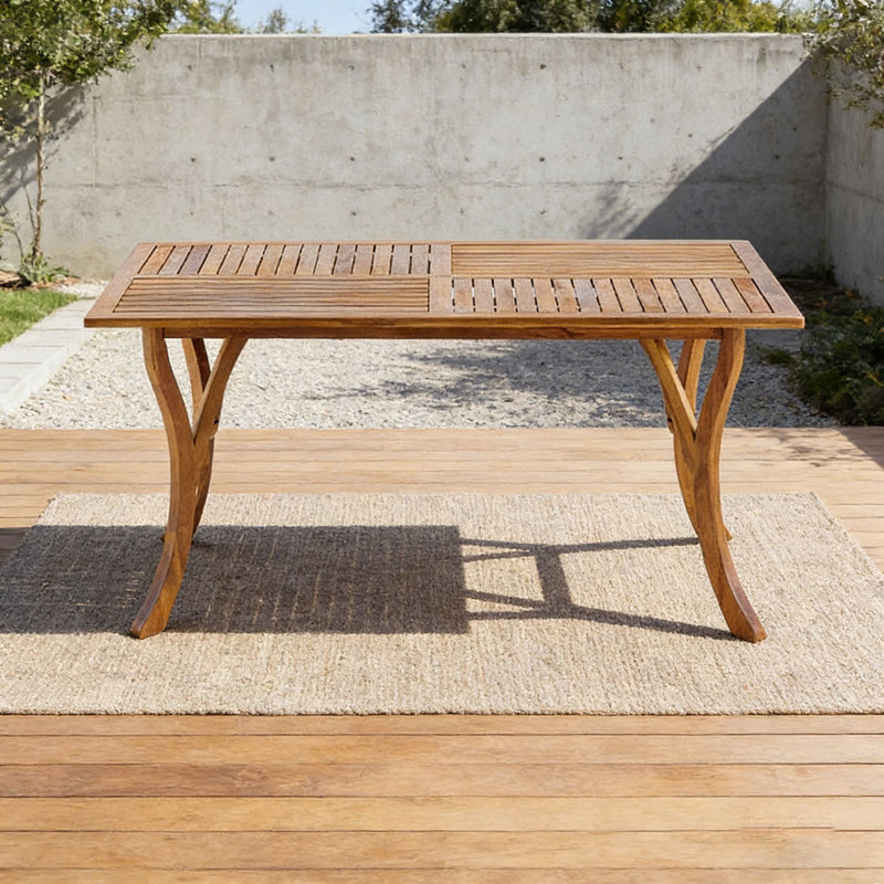 Outdoor 59 Inch Rectangular Solid Wood Dining Table