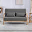 Chaise de loisirs Modern 2 avec pieds en bois massif, rembourrage en éponge, tissu de lin, accoudoirs et éponge de couleur gris foncé, gris respirant, aspect