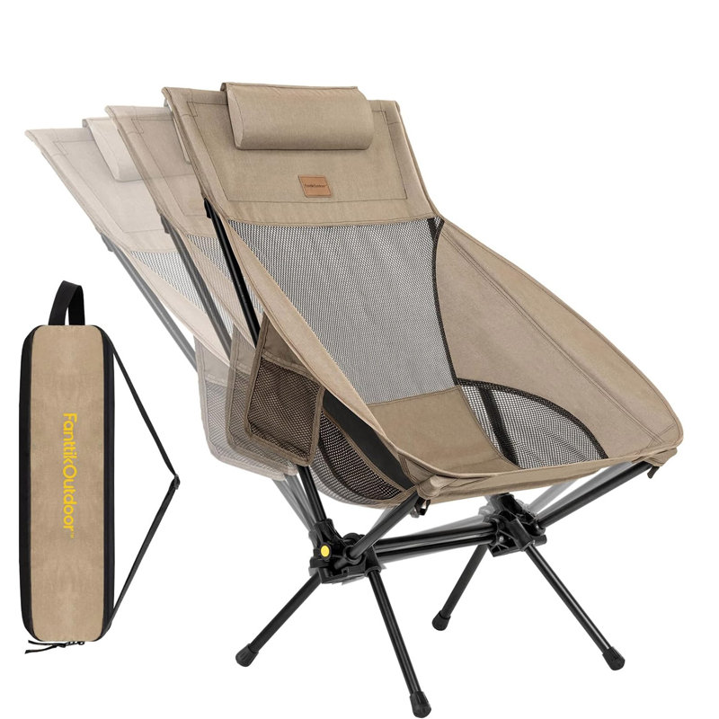 Portable Lightweight High-Strength Camping Chair, Multi-Angle Adjustable, 250 lbs Capacity, Comfort-Driven Design for Travel, Hiking & Fishing, Khaki