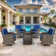 Aluel 7-Pieces Outdoor Wicker Rocking and Swivel Chairs & Fire Pit Table Conversation Set With Cushions
