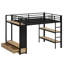 Structure de lit mezzanine avec garde-robe, lit mezzanine en métal avec tablettes de rangement et panneau perforé-1338964153
