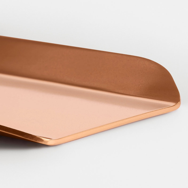 Twofold Stainless Steel Decorative Tray, Copper, 1" H x 14" W x 9" D