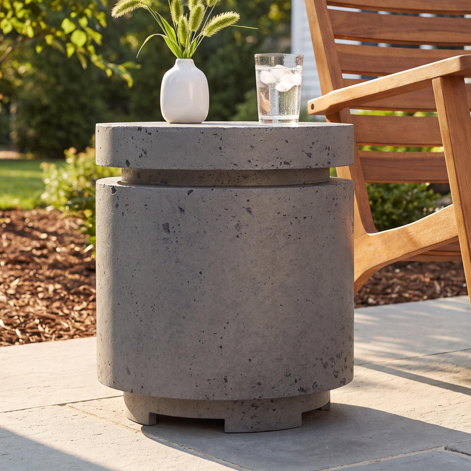Jolin Propane Outdoor Fire Pit Table, Pewter Concrete
