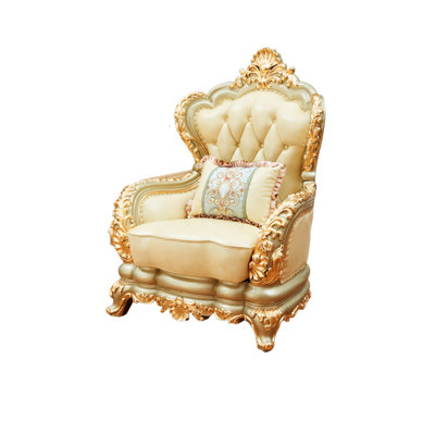 Solid Wood Cowhide Sofa Chair Leather Armchair
