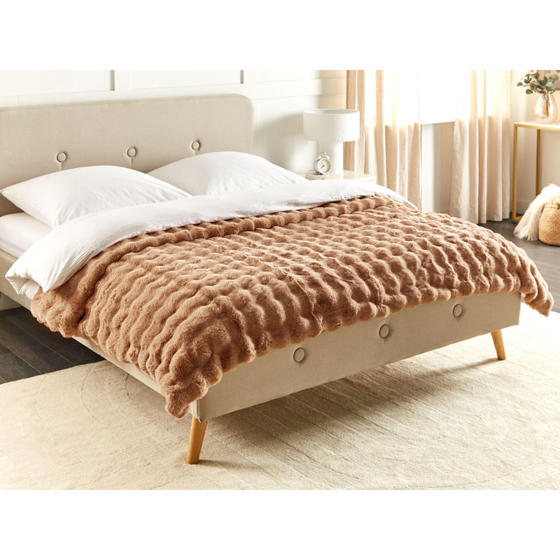 SALKA Polyester Striped Bedspread, Brown