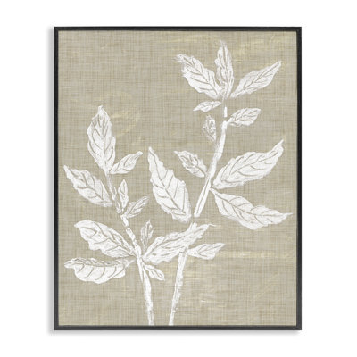 Boho Leaves on Natural Pattern Framed Giclee, design by Melissa Wang