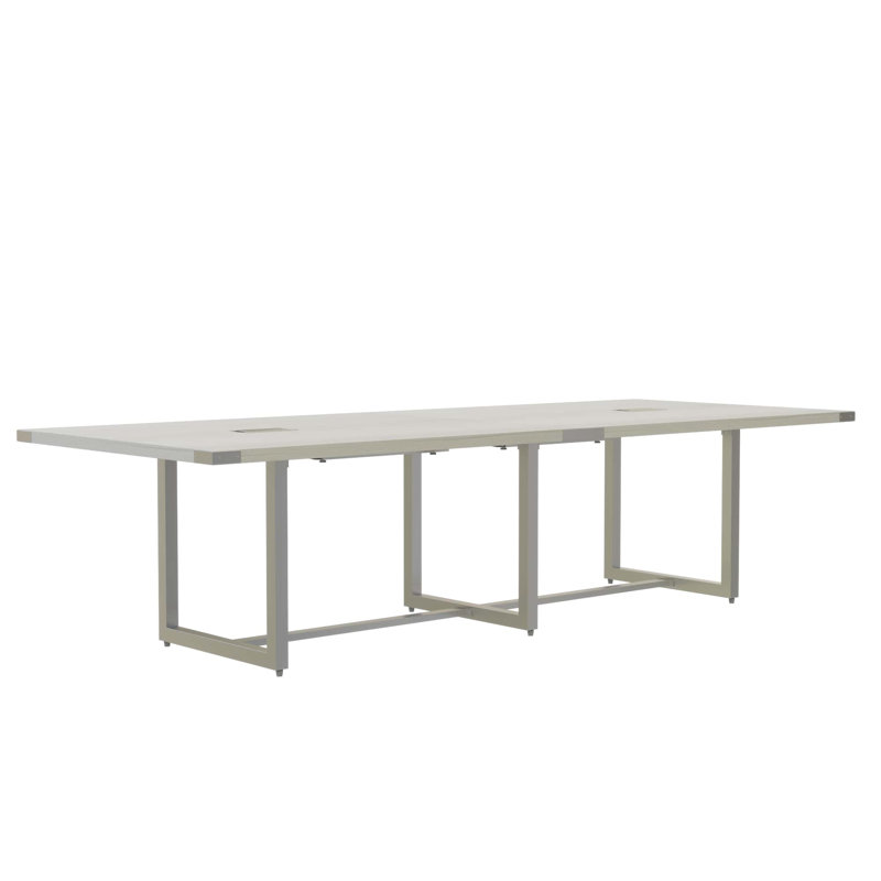 Table de conférence rectangulaire Mirella, H 29,5 po x L 144 po x P 47,25 po, Bois de frêne blanc, Gris