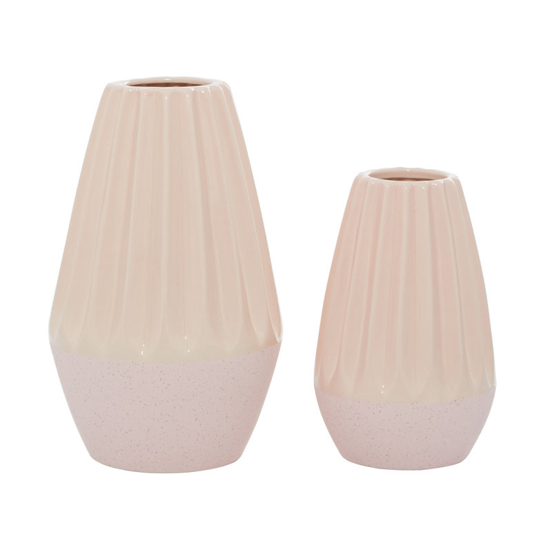 Ensemble de vases décoratifs faits à la main en céramique rose