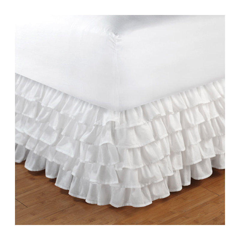 Jupe de lit touffetée 15 po, Simple, Blanc