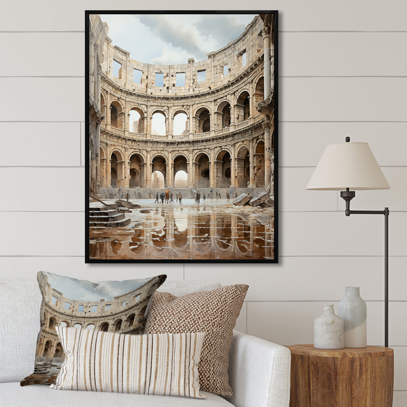«Italian Colosseum Memory II», reproduction sur toile, Cadre flottant noir, H 32 po x l 24 po x P 1 po