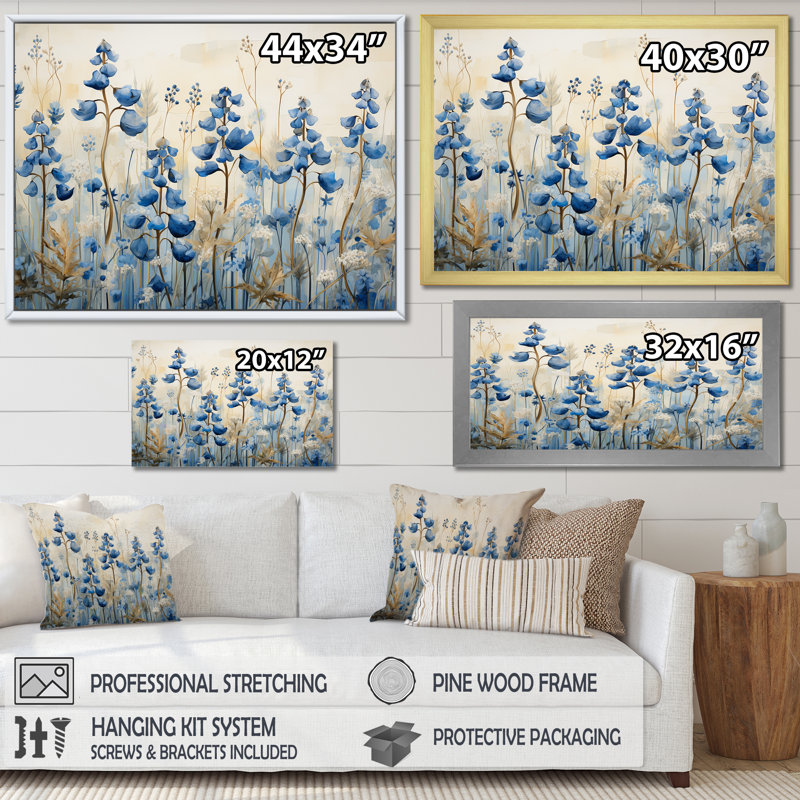 «Blue Bonnets Field Tranquility V», reproduction sur toile, Noir, H 34 po x l 44 po x P 1,5 po