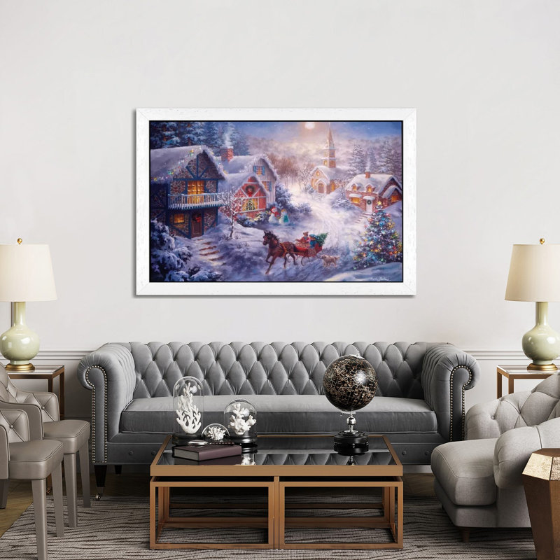 In A One Horse Open Sleigh by Nicky Boehme - Print on Canvas, White Framed, 101.6 cm H x 66.04 cm W