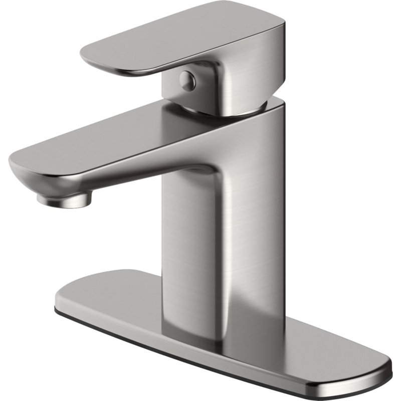Single-handle Bathroom Faucet with Drain Assembly, Brushed Nickel