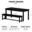Ensemble de table de salle à manger pour 4 personnes, ensemble de table de cuisine avec 2 bancs de salle à manger, ensemble de table de salle à manger rectangulaire 3 pièces pour 4 personnes, mobilier de cuisine peu encombrant pour coin-repas, apparte-428294810-428294791-428294785