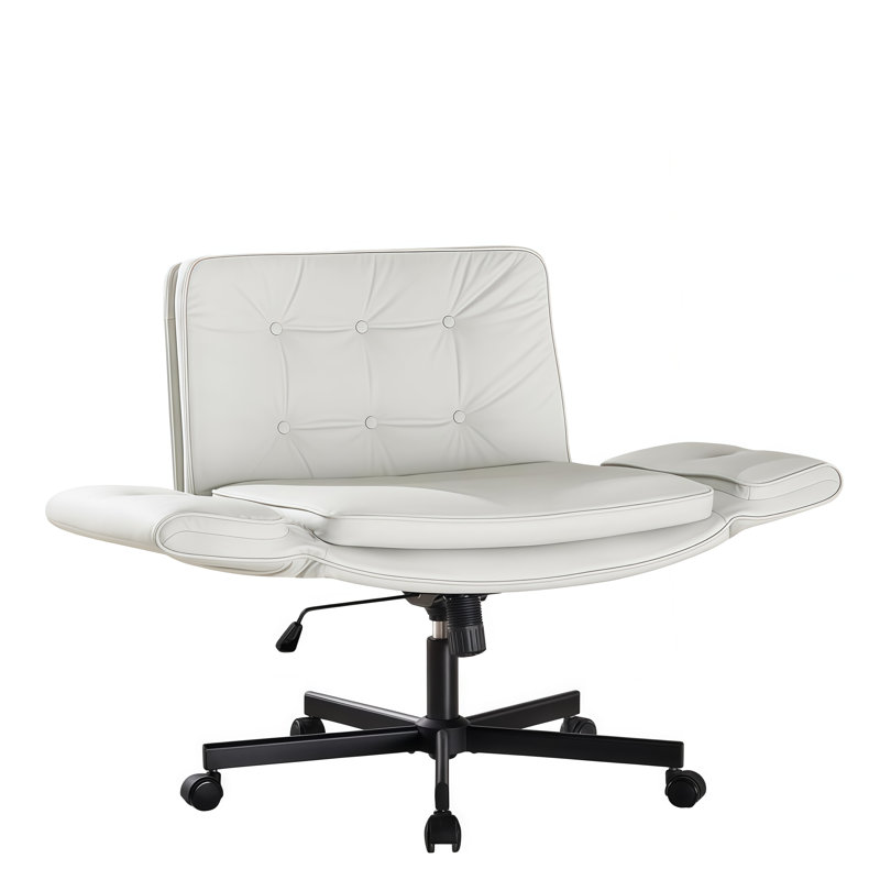 Criss Cross Office Chair with Adjustable Armrests and Wheels, Comfy Swivel Computer Office Desk Chairs for Home Office, Make Up, Bedroom