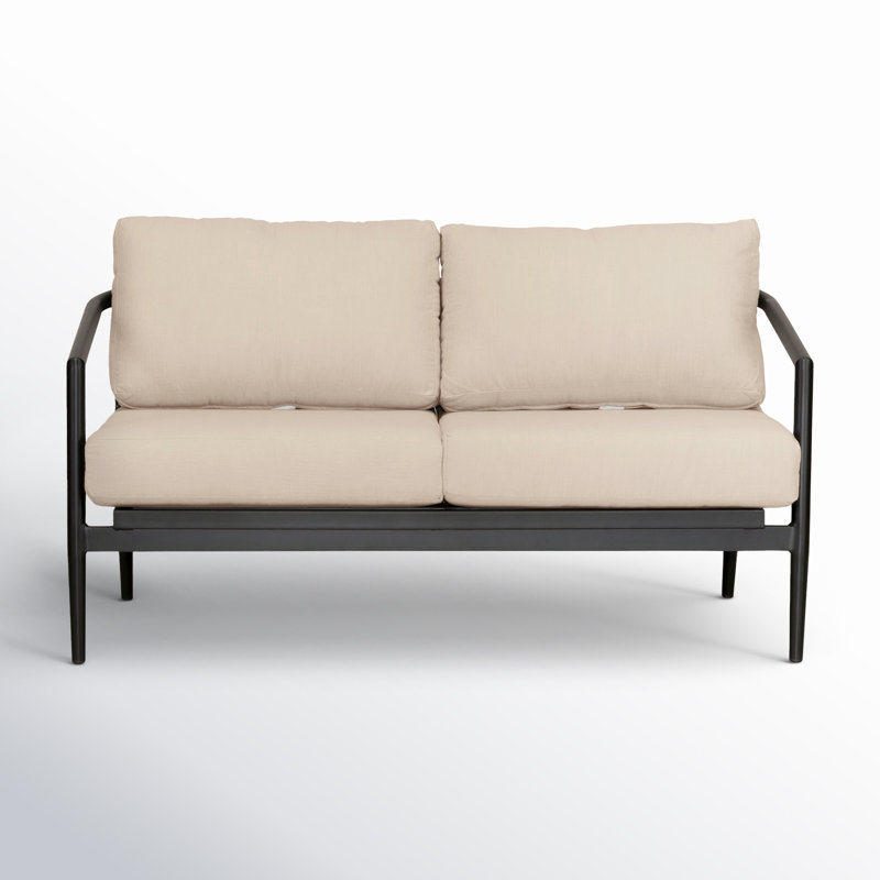 Olio Outdoor 2 - Seat Loveseat, Canvas Flax Sunbrella® Canvas, Black