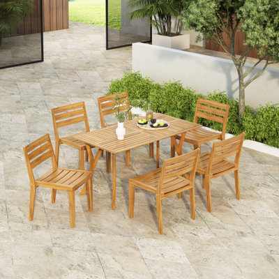 Ilars Outdoor Acacia 7-Piece Dining Set