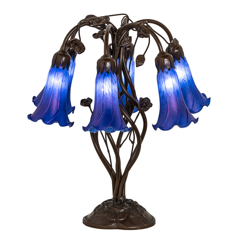 Lampe de table 6 lumières 18 po Tiffany Pond, Bleu