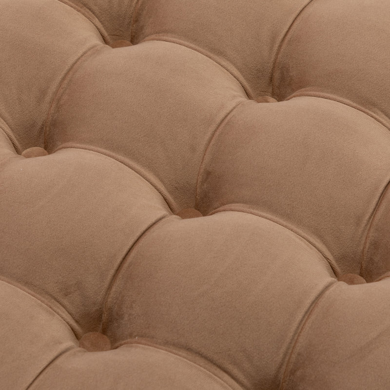 28" Square Button Tufted Metal Ottoman