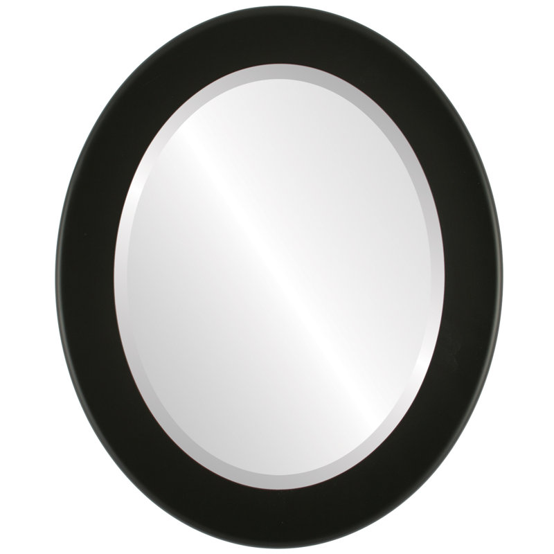 Raghul Wood Frame Oval Wall Mirror, 33" H x 23" W, Matte Black
