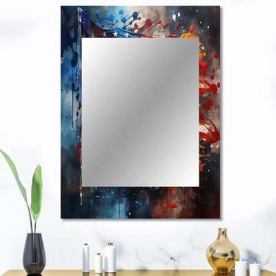 «Modern USA Flag I» - miroir décoratif décoratif, grand miroir mural traditionnel, art imprimé en métal