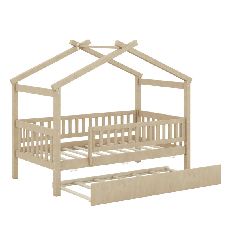 Lit en bois avec couchette, Naturel