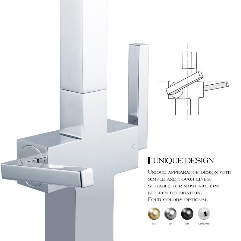 Pull Down Double Handle Kitchen Faucet, Chrome