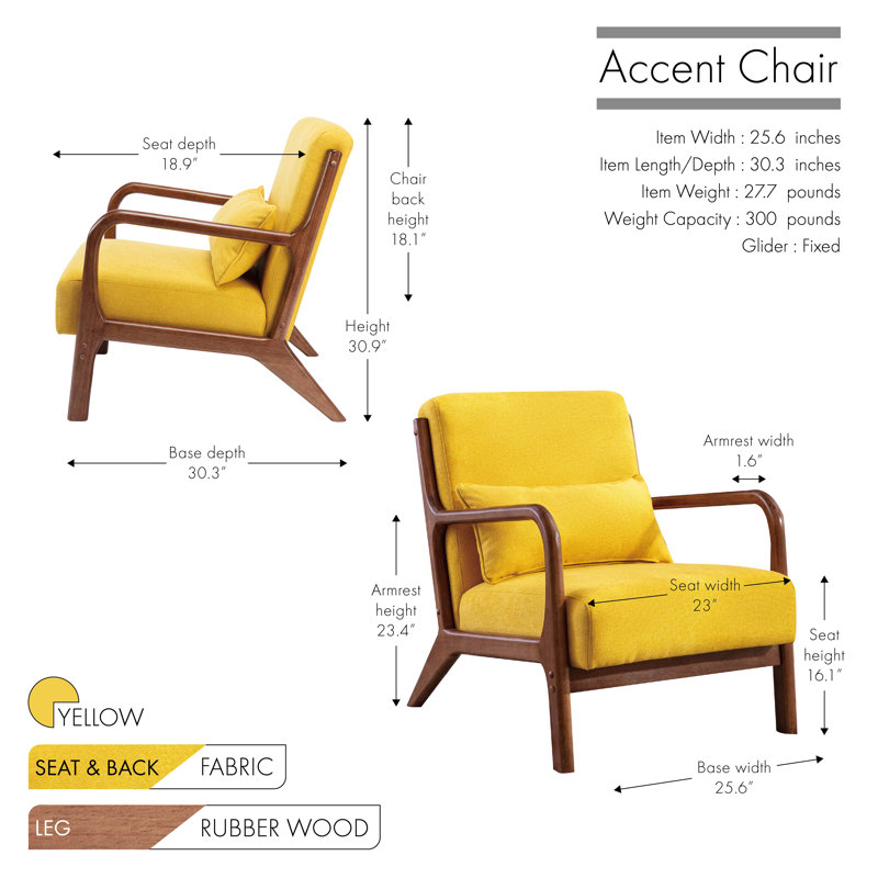 Daveontae Upholstered Armchair, Yellow Polyester Blend